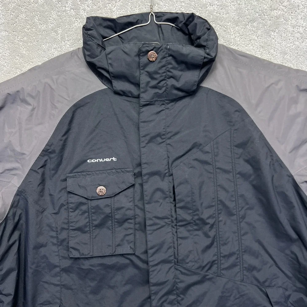 Columbia Jacket Mens XL Black Gray Convert Omni-Tech Ski Snowboard Fleece Lined